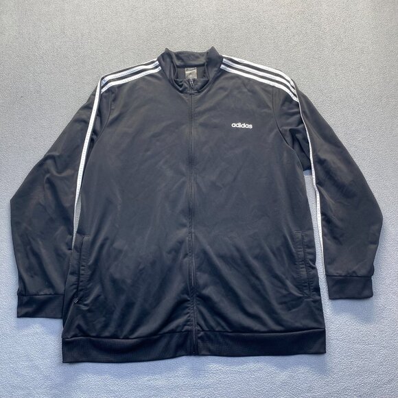 Adidas Jacket Mens Size 4XLT Full Zip Track Athletic Three Stripes Black White - Picture 1 of 10
